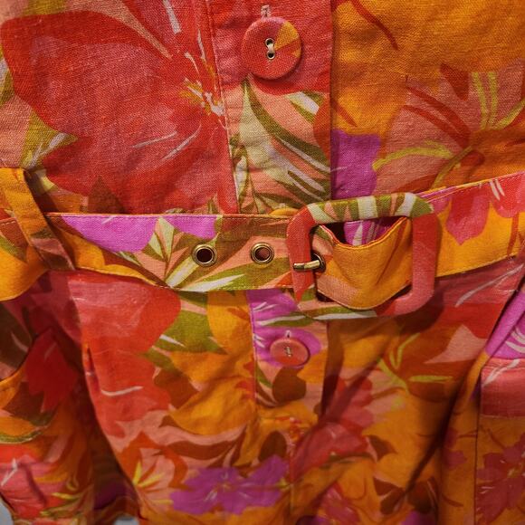 Anthropologie Kachel pink floral linen romper size 10 - Picture 6 of 9